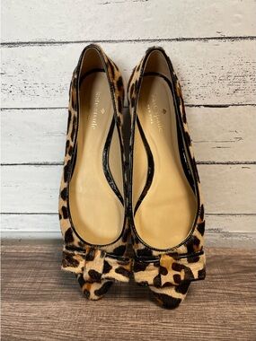 kate spade Leopard Print Hair-calf Bow Ballet Flats - Tan/Black